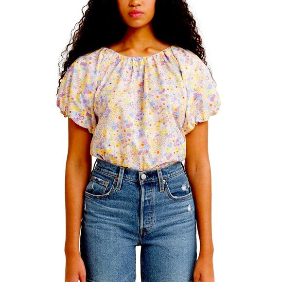 NWT Levi’s Top Puff Short Sleeve Floral Blouse Womens XXL Retail $55 - Picture 1 of 7